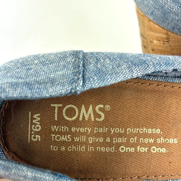 TOMS Claudine Blue Denim Cork Wedge Sandals - Size 9.5 - Picture 9 of 12
